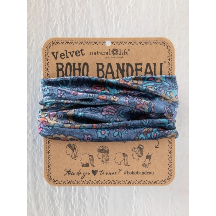 Velvet Boho Bandeau - Navy Retro Paisley