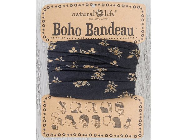 BOHO BANDEAU BLACK & CREAM FLORAL
