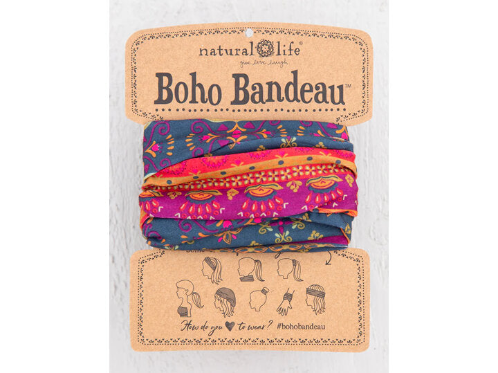 BOHO BANDEAU NVY RED FLWR MANDALA