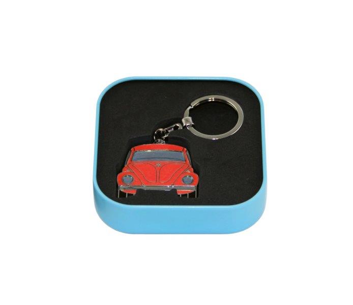 VW BEETLE KEY RING IN GIFT TIN - RED