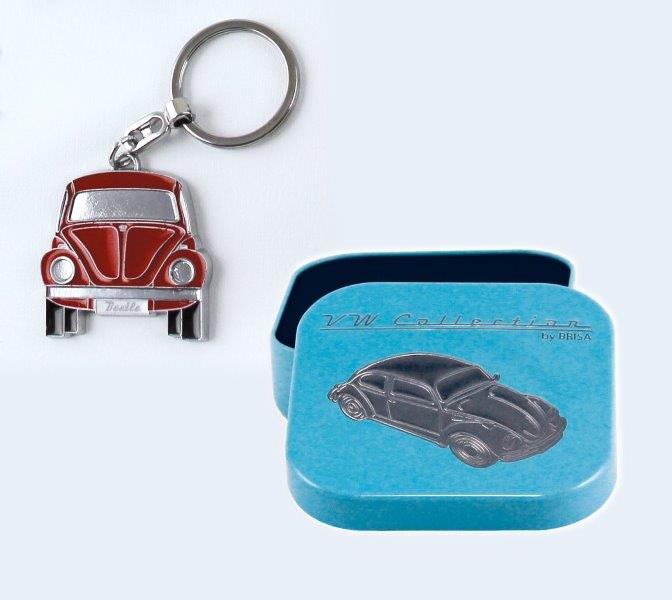 VW BEETLE KEY RING IN GIFT TIN - RED