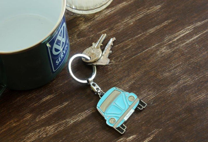 VW BEETLE KEY RING IN GIFT TIN - BLUE