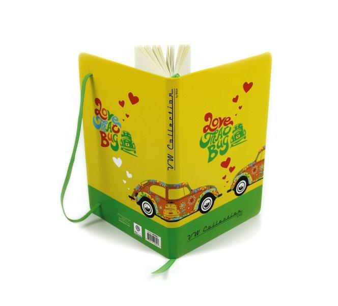 VW BEETLE PAPER NOTEBOOK, A5 FORMAT, LINED - FLOWER