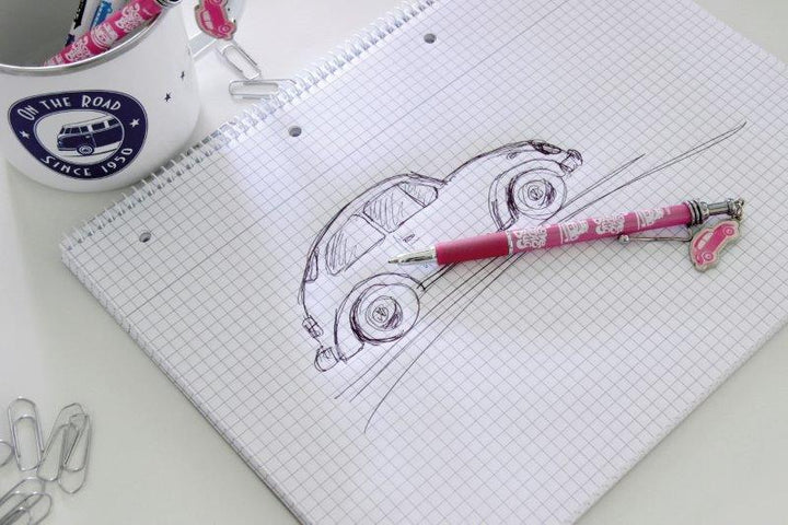 VW BEETLE PEN WITH CHARM - PINK (D)