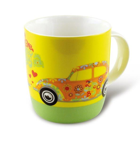 VW BEETLE COFFEE MUG 370ml IN GIFT BOX - FLOWER