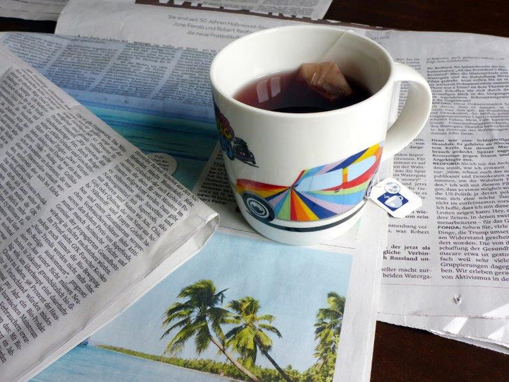 VW BEETLE COFFEE MUG 370ml IN GIFT BOX - STRIPES