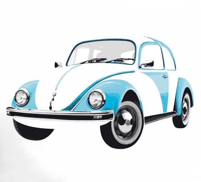 VW BEETLE WALL TATTOO - BLUE