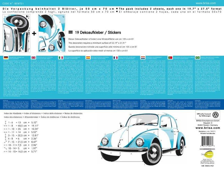 VW BEETLE WALL TATTOO - BLUE