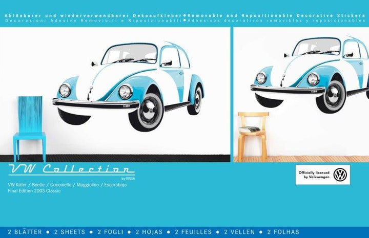 VW BEETLE WALL TATTOO - BLUE