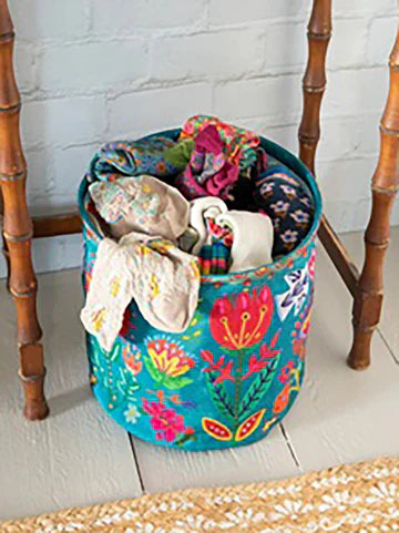 Collapsible Storage Basket - Cream Folk Flower