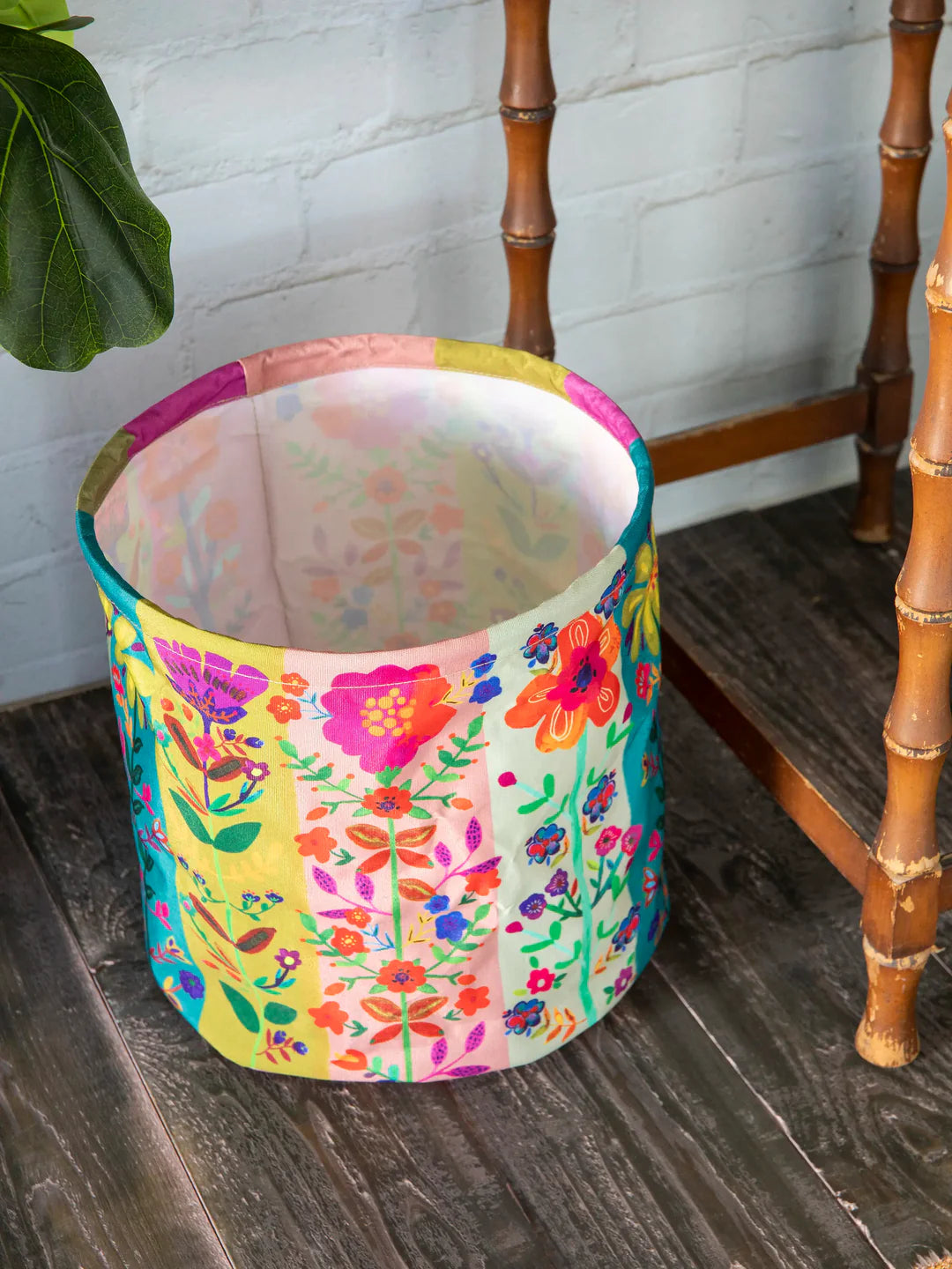 Collapsible Storage Basket - Teal Folk Flower