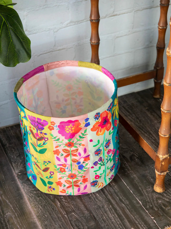 Collapsible Storage Basket - Teal Folk Flower