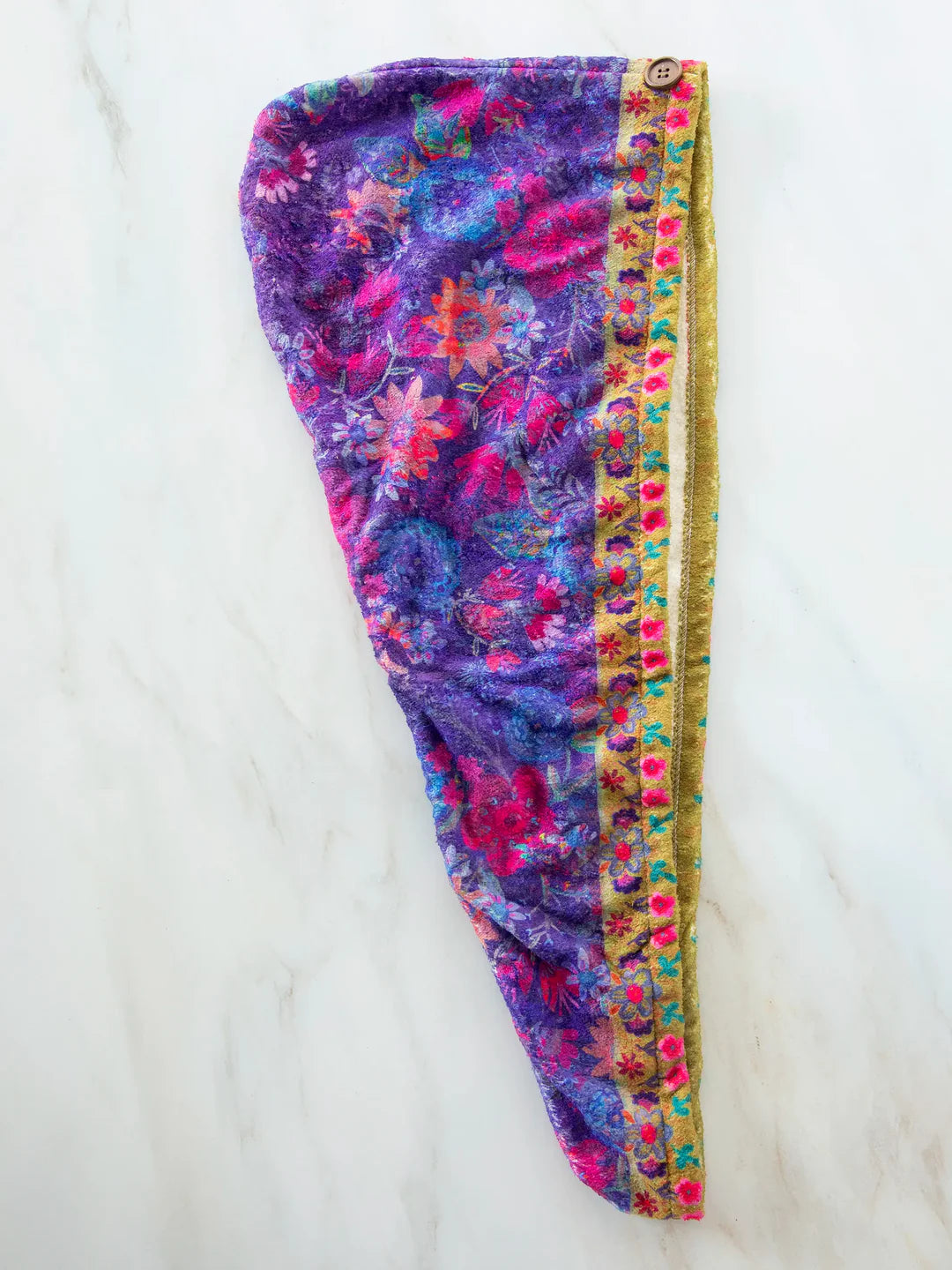 Hair Towel Wrap - Dark Floral Garden