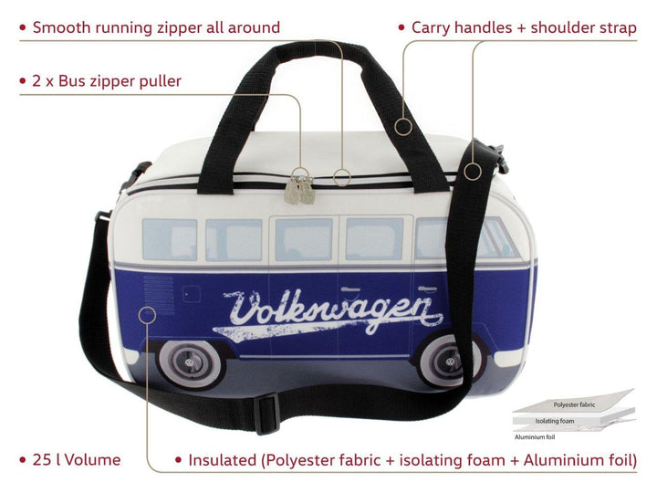 VW T1 Bus Cooler Bag  25LTR - White/Blue
