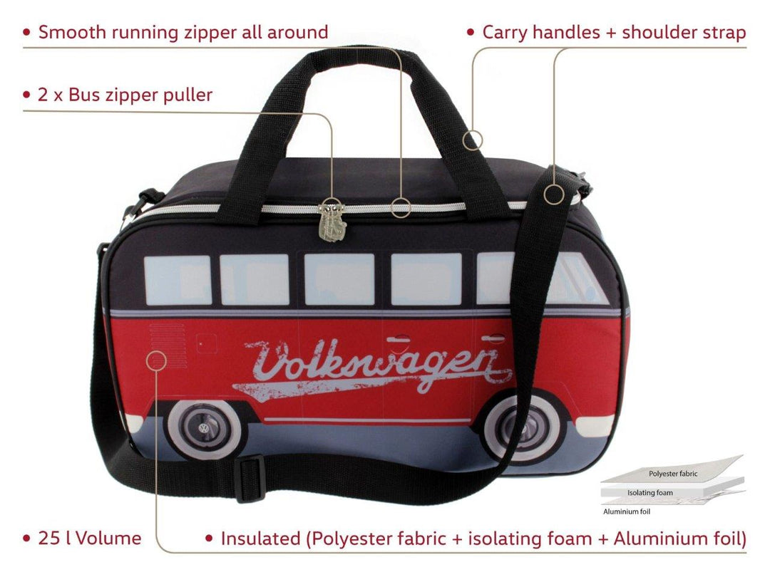 VW T1 Bus Cooler Bag  25LTR - Black/Red