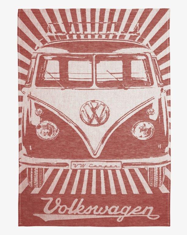 VW T1 Bus Dish Towel 2/Set- Stripes/Vintage Red/Blue