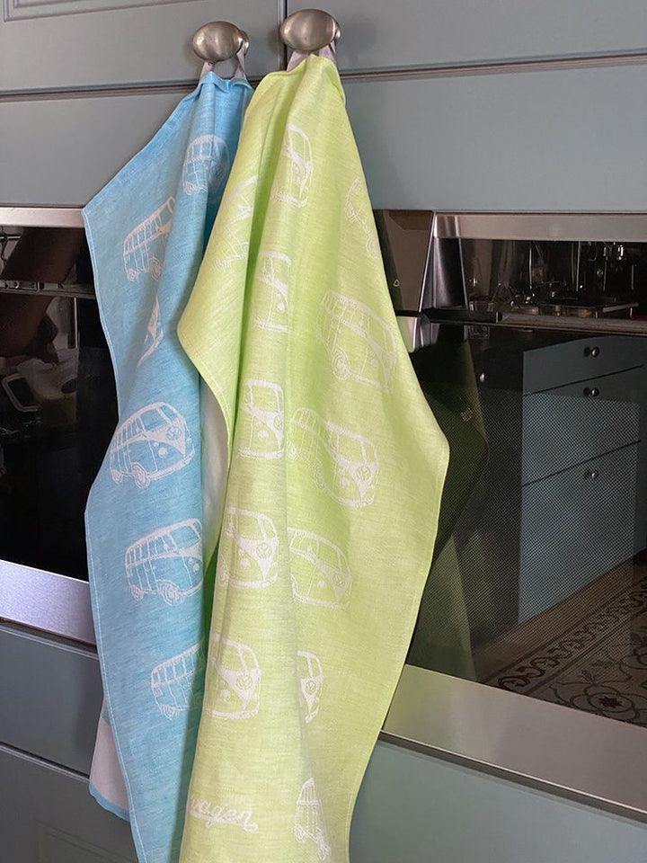 VW T1 Bus Dish Towel 2/Set  -  Parade Turq/Green