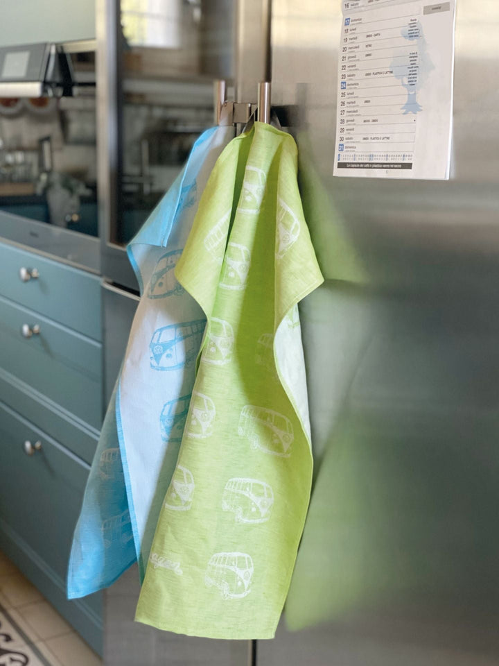 VW T1 Bus Dish Towel 2/Set  -  Parade Turq/Green