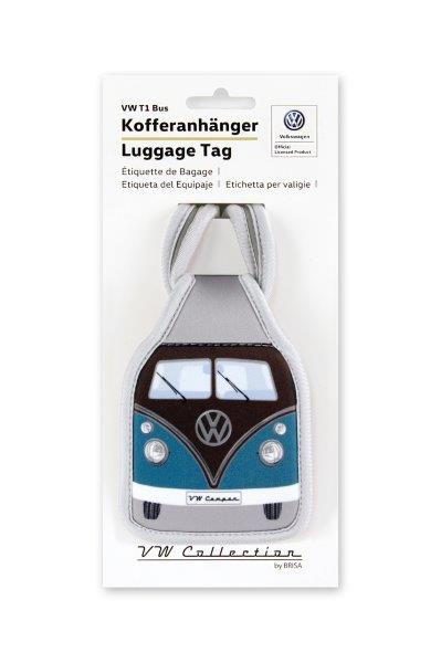 VW T1 BUS LUGGAGE TAG - PETROL/BROWN