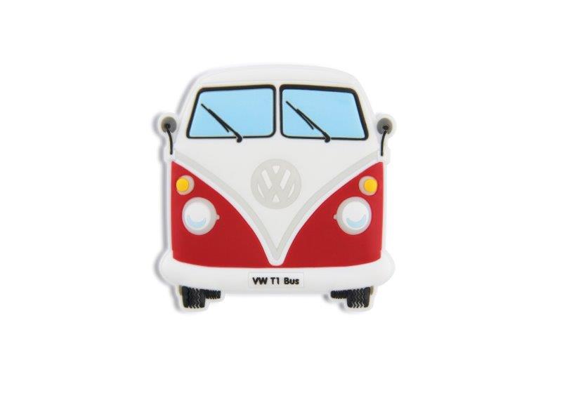 VW T1 BUS RUBBER MAGNET - FRONT/RED