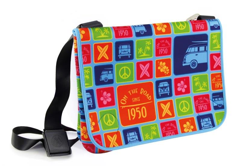 VW T1 BUS NEOPRENE MESSENGER BAG LARGE - SURF/COLORS