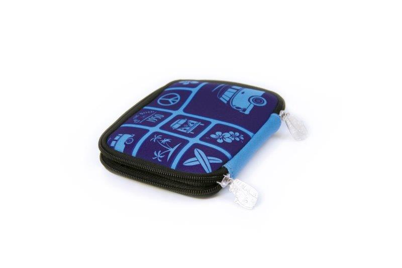 VW T1 BUS NEOPRENE ZIPPER WALLET - SURF/BLUE