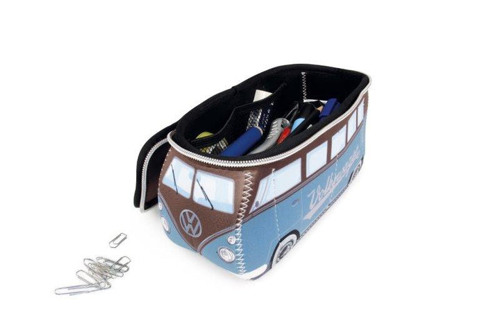 VW T1 BUS 3D NEOPRENE SMALL UNIVERSAL BAG - PETROL/BROWN
