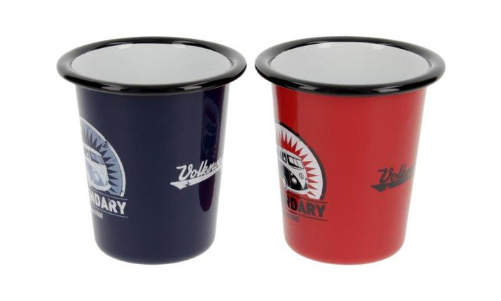 VW T1 BUS ENAMEL CUP 2-PC SET 310ml IN GIFT BOX – LEGENDARY/RED & BLUE