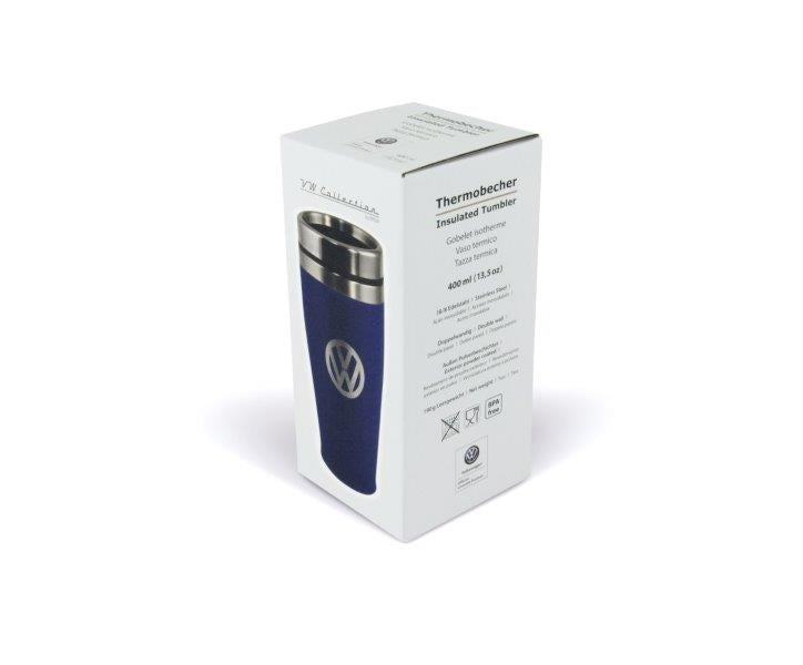 VW STAINLESS STEEL INSULATED TUMBLER, DOUBLE WALLED, 400ml BLUE