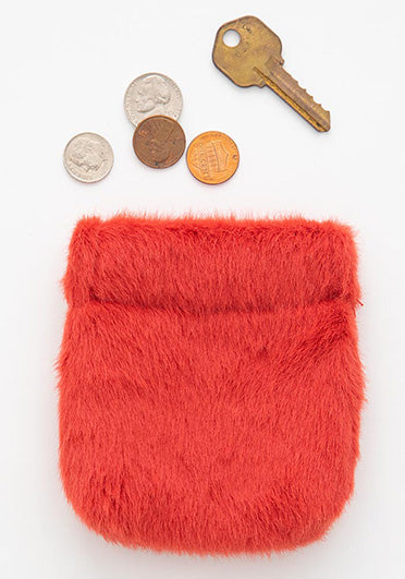 Fuzzy Pinch Pouch Red
