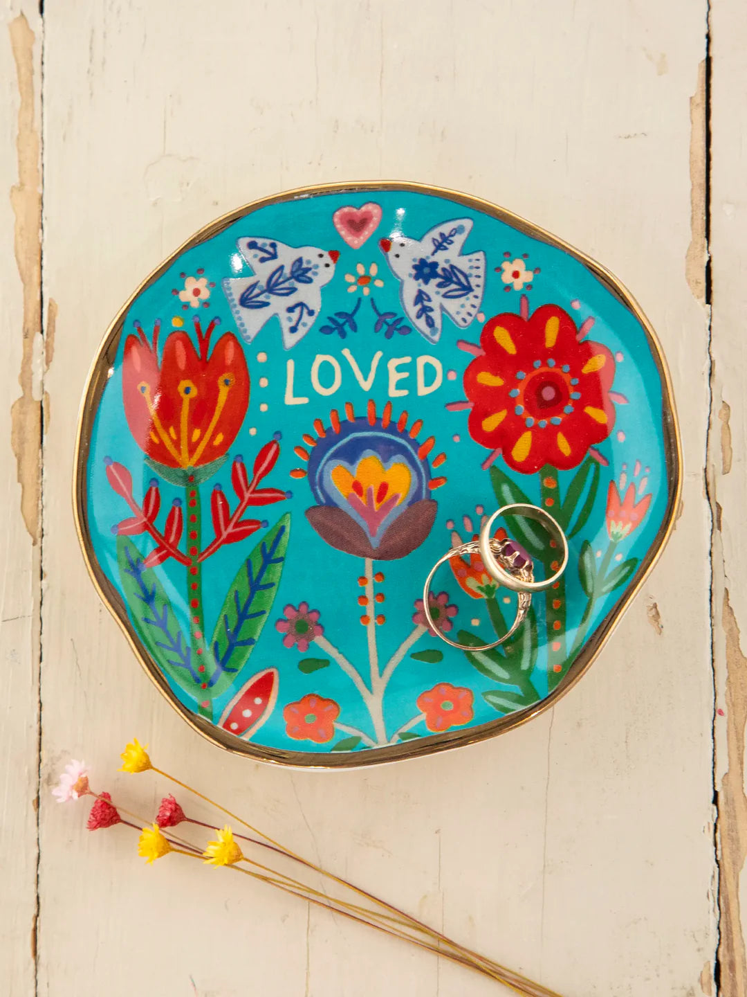 Artsy Trinket Dish - Turquoise Loved