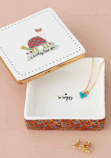 Ceramic Trinket Box Turtley Love