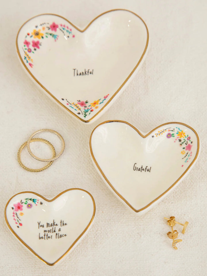 Nesting Heart Dishes Grateful- Set of 3
