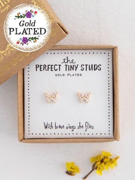 Perfect Tiny Studs Gold Butterfly