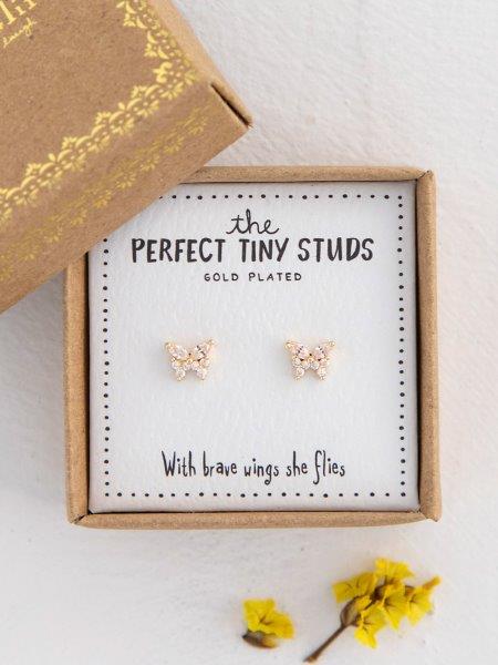 Perfect Tiny Studs Gold Butterfly
