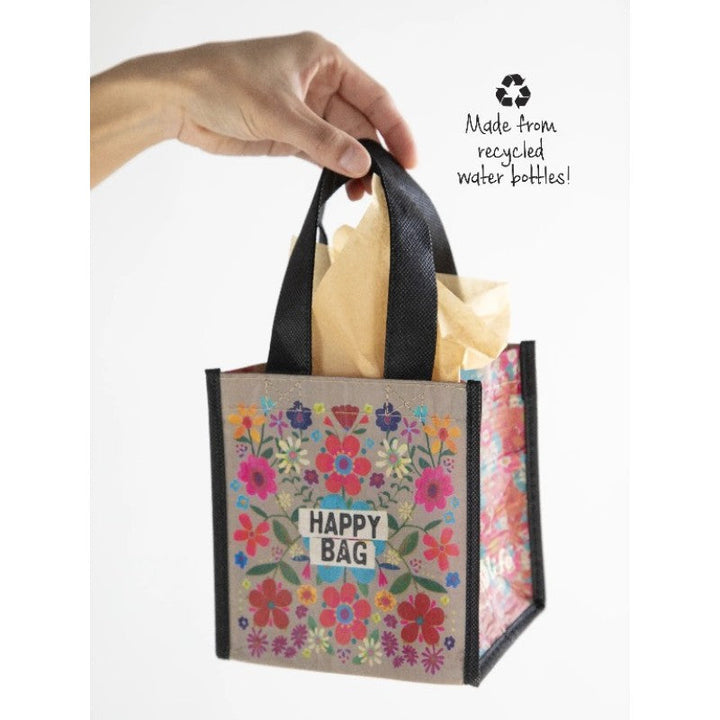 Gift Bag Recycled  - Happy Bag Teal Folk Flower SML