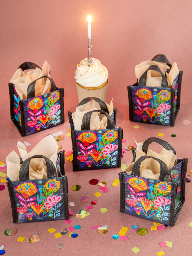 Gift Bag-XS - Navy Folk Flower