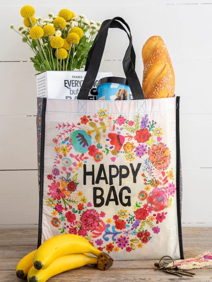 HAPPY BAG RECYCLE LGE WHIMSY FLRL WREATH