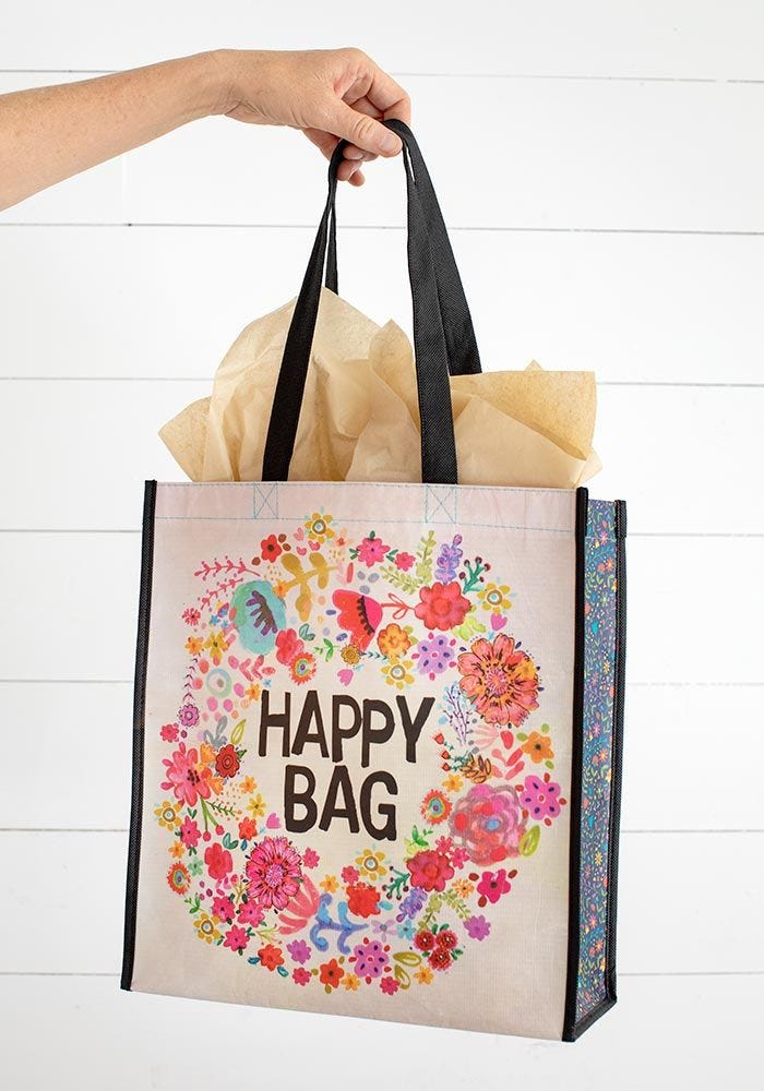 HAPPY BAG RECYCLE LGE WHIMSY FLRL WREATH