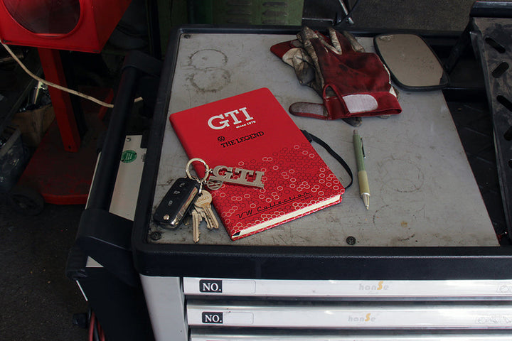 VW GTI PAPER NOTEBOOK, A5 FORMAT, LINED - THE LEGEND/RED