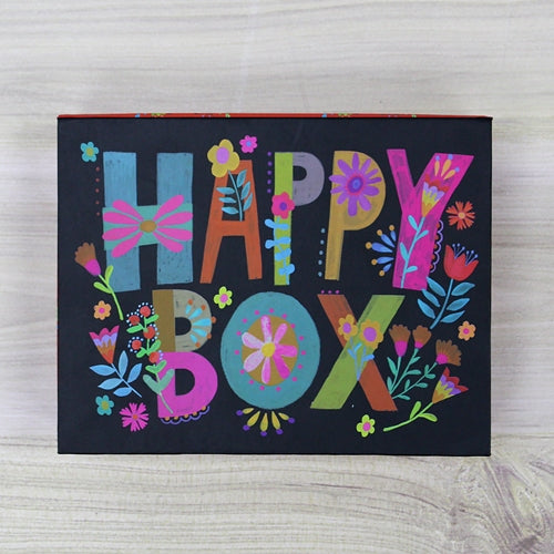 HAPPY GIFT BOX EMPTY BLACK FLORAL