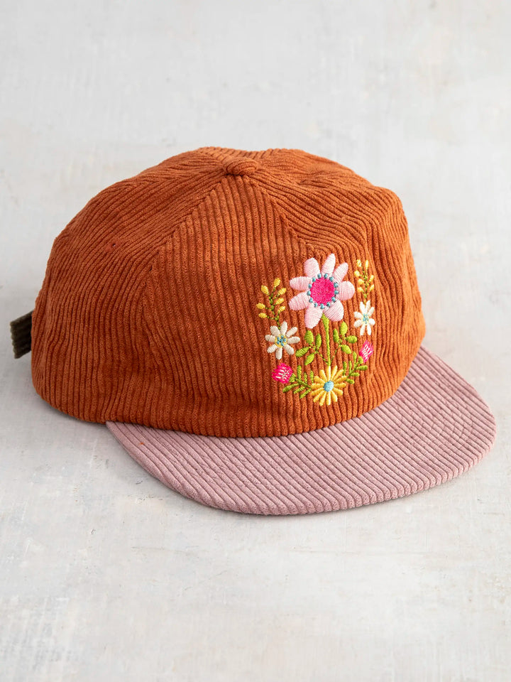 Cap Corduroy Snapback - Rust Folk Flower