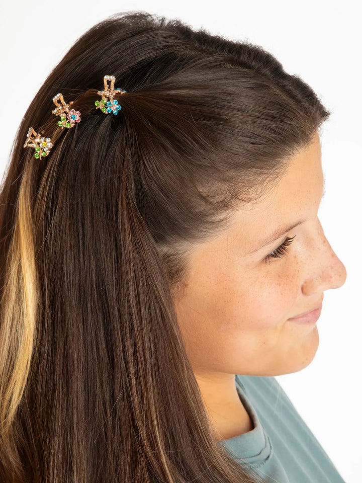 Rhinestone Daisy Claw Clip - S/3 Multi Coloured