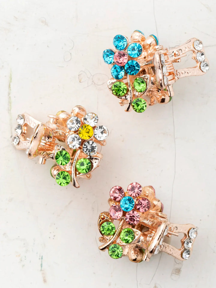 Rhinestone Daisy Claw Clip - S/3 Multi Coloured
