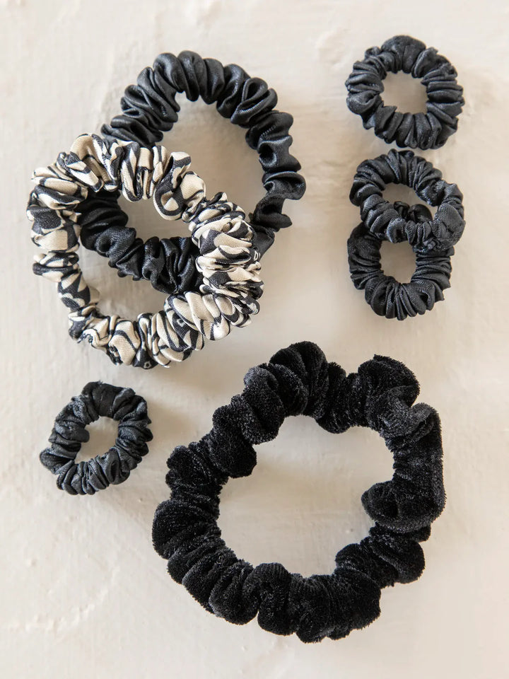 Mixed Scrunchie -Set/7  Black