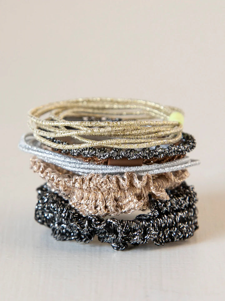 Metallic Textured Hair Ties - Gold