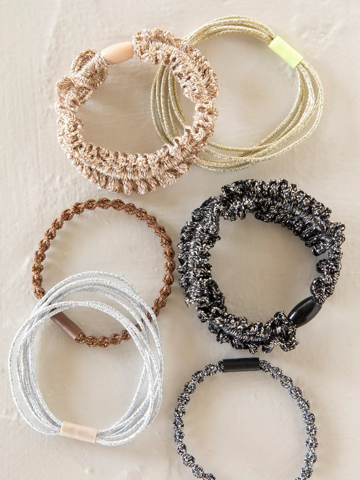 Metallic Textured Hair Ties - Gold