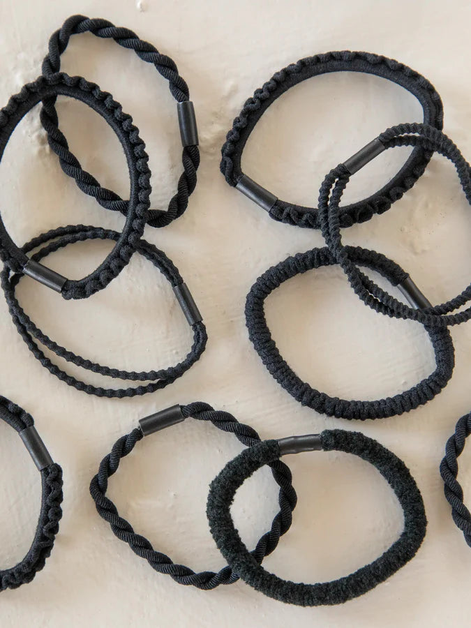 Textured Hair Ties - Set/10 Black