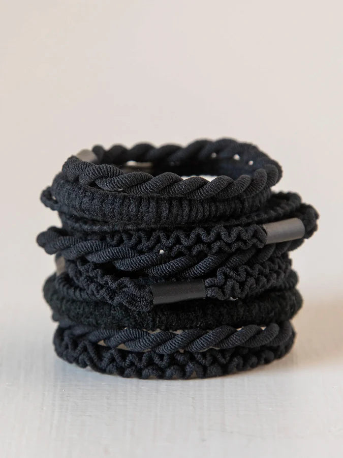 Textured Hair Ties - Set/10 Black