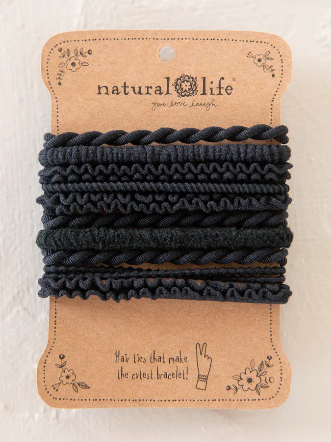 Textured Hair Ties - Set/10 Black